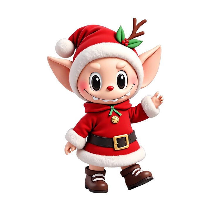 Sticker decorativ ren cu pulover roșu, autoadeziv, Craciun, Cri-Flo, 15cm