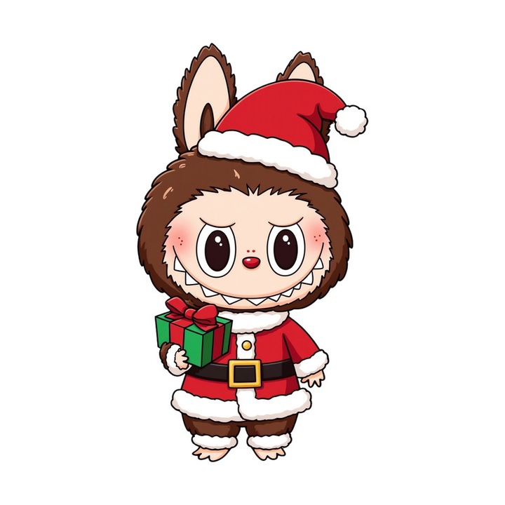 Sticker autoadeziv Mos Craciun cu cadou verde, CRI-FLO, 20 cm, Craciun