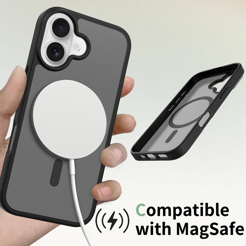 Husa magnetica pentru iPhone 17 - Compatibila cu standardul magnetic universal, cu protectie anti-soc ultra-subtire de 2mm. Ofera protectie superioara la caderi de 1.2m，negru mat