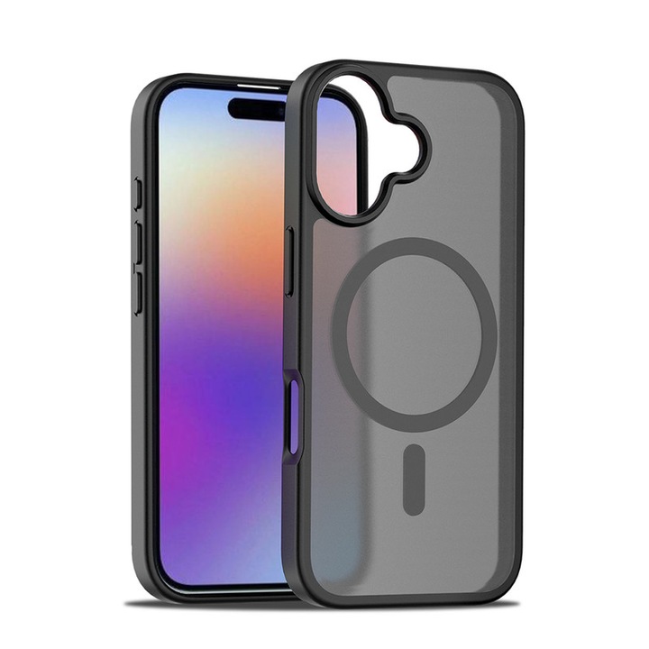 Husa magnetica pentru iPhone 17 - Compatibila cu standardul magnetic universal, cu protectie anti-soc ultra-subtire de 2mm. Ofera protectie superioara la caderi de 1.2m，negru mat