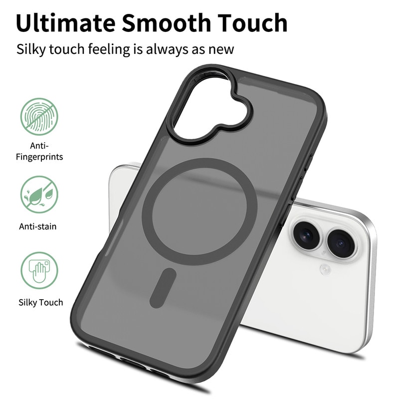 Husa magnetica pentru iPhone 17 - Compatibila cu standardul magnetic universal, cu protectie anti-soc ultra-subtire de 2mm. Ofera protectie superioara la caderi de 1.2m，negru mat
