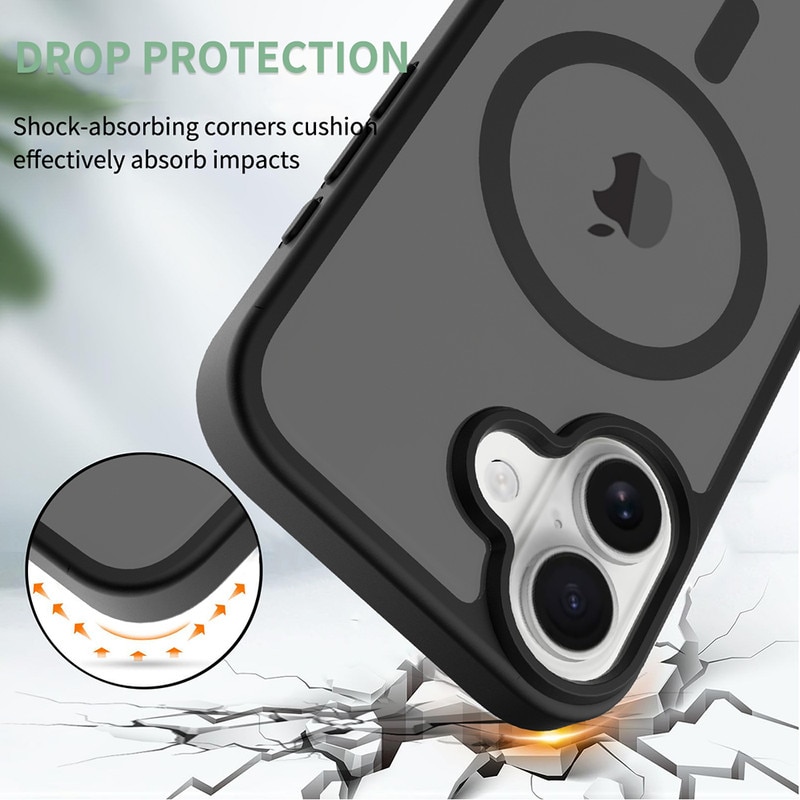 Husa magnetica pentru iPhone 17 - Compatibila cu standardul magnetic universal, cu protectie anti-soc ultra-subtire de 2mm. Ofera protectie superioara la caderi de 1.2m，negru mat