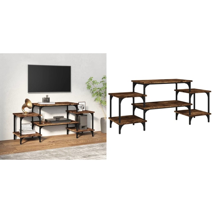 Comoda TV, stejar afumat, 117x35x52 cm, lemn prelucrat