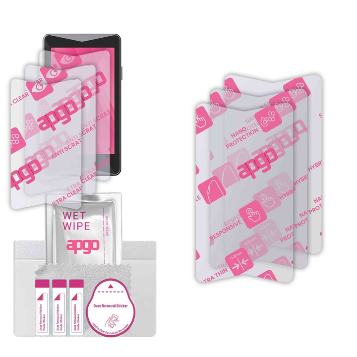 3x apgo Ultra-Clear Hybrid sticla protectoare compatibila cu Ellipal Titan 2.0 Cold Wallet, sticla nano flexibila, inlocuire excelenta pentru sticla temperata