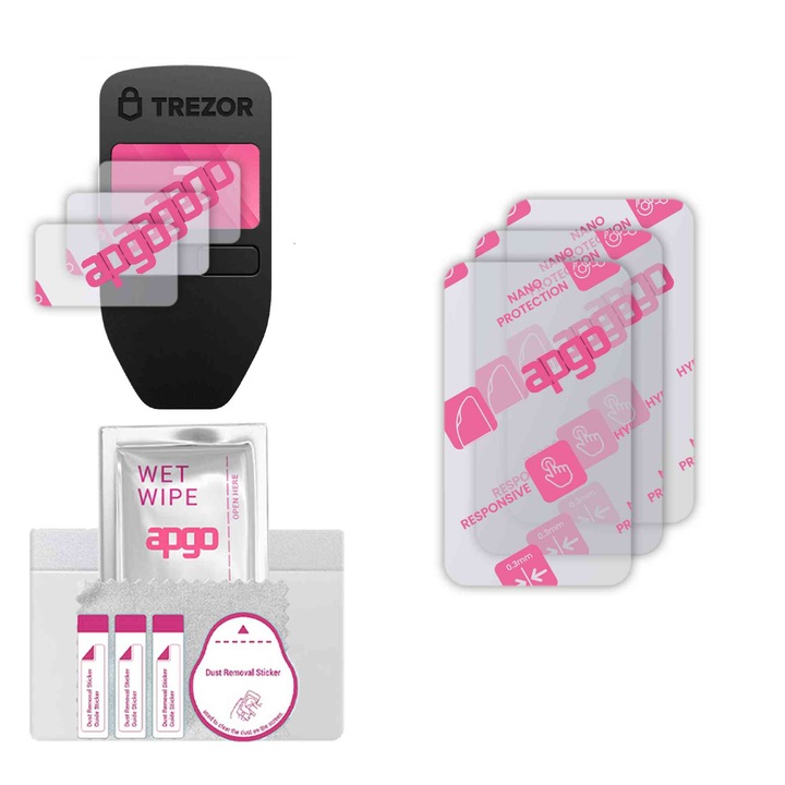 3x apgo Ultra-Clear Hybrid sticla protectoare compatibila cu Trezor Model One, sticla nano flexibila, inlocuire excelenta pentru sticla temperata