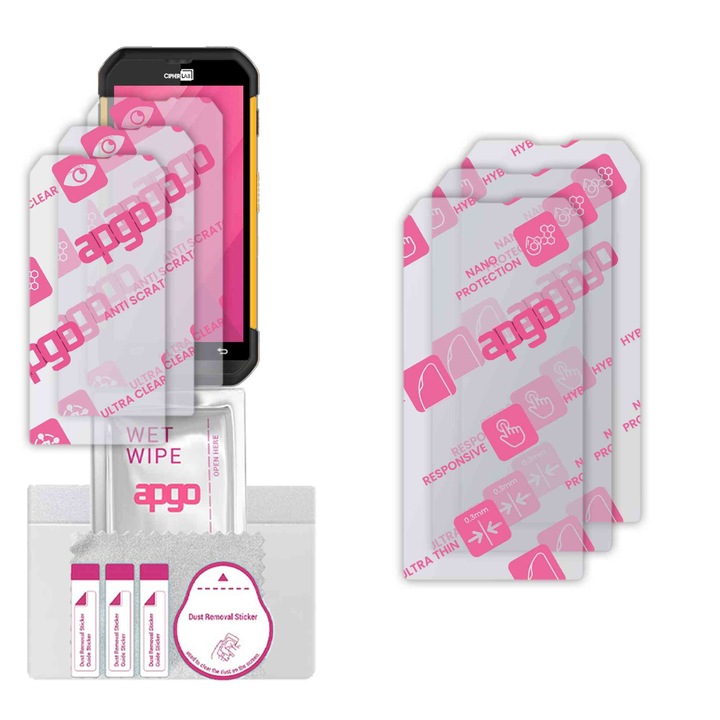 3x apgo Ultra-Clear Hybrid sticla protectoare compatibila cu CipherLab RS35, sticla nano flexibila, inlocuire excelenta pentru sticla temperata