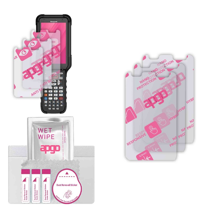 3x apgo Ultra-Clear Hybrid sticla protectoare compatibila cu Honeywell CK67, sticla nano flexibila, inlocuire excelenta pentru sticla temperata