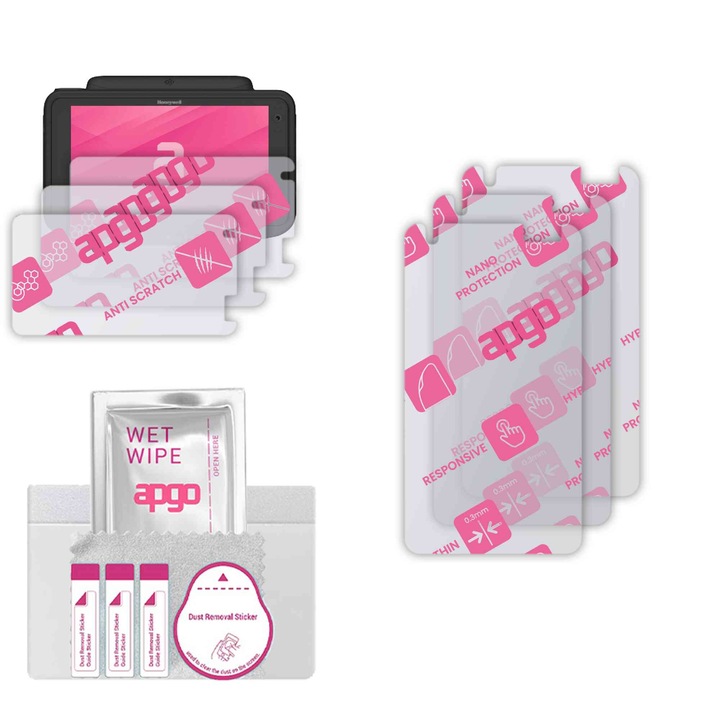 3x apgo Ultra-Clear Hybrid sticla protectoare compatibila cu Honeywell CW45, sticla nano flexibila, inlocuire excelenta pentru sticla temperata