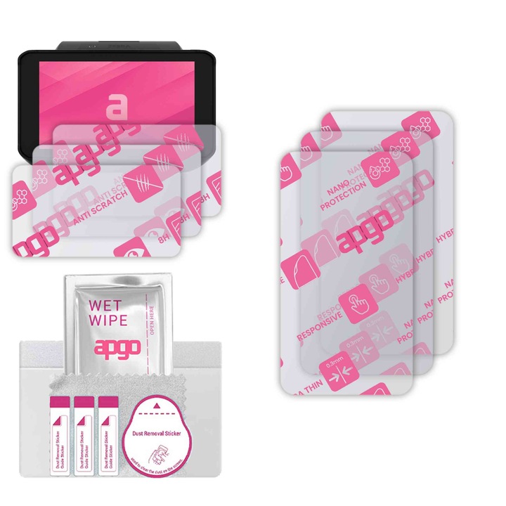 3x apgo Ultra-Clear Hybrid sticla protectoare compatibila cu Zebra WT5400, sticla nano flexibila, inlocuire excelenta pentru sticla temperata