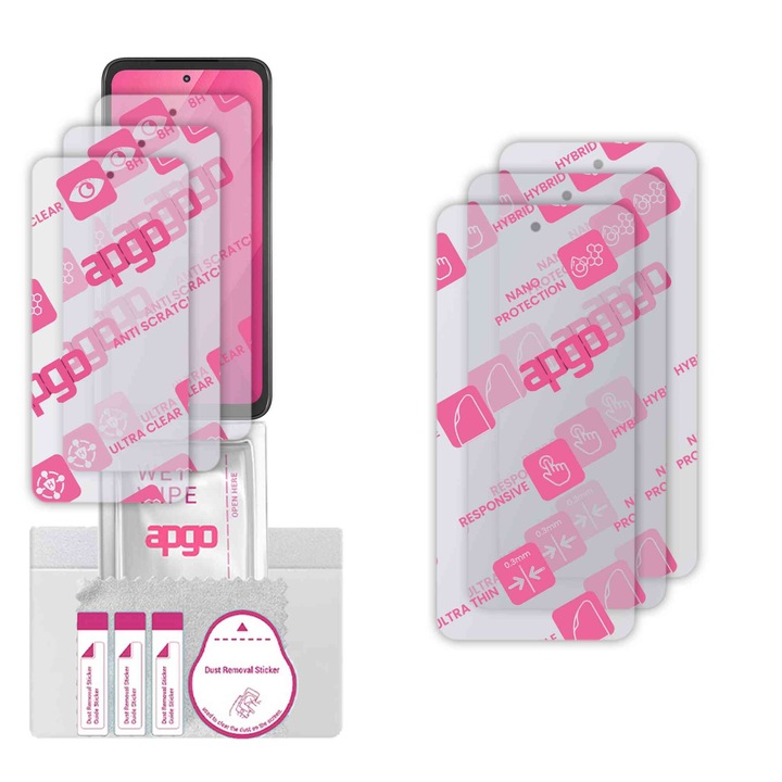 3x apgo Ultra-Clear Hybrid sticla protectoare compatibila cu Zebra EM45, sticla nano flexibila, inlocuire excelenta pentru sticla temperata