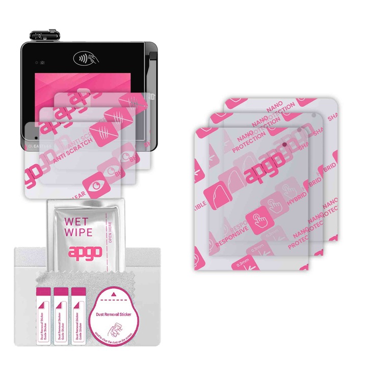 3x apgo Ultra-Clear Hybrid sticla protectoare compatibila cu Castles Technology S1L2, sticla nano flexibila, inlocuire excelenta pentru sticla temperata