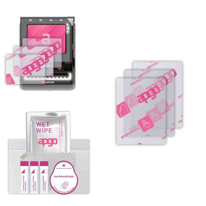 3x apgo Ultra-Clear Hybrid sticla protectoare compatibila cu Castles Technology U1B, sticla nano flexibila, inlocuire excelenta pentru sticla temperata