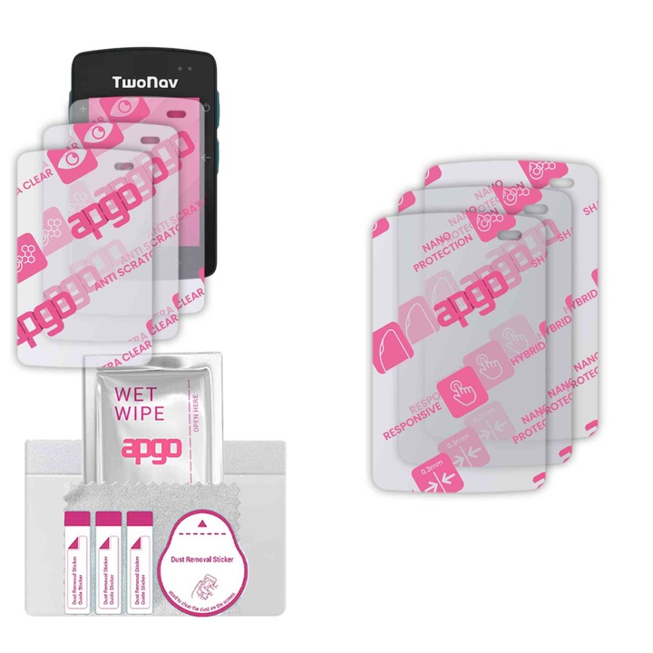 3x apgo Ultra-Clear Hybrid sticla protectoare compatibila cu TwoNav Roc, sticla nano flexibila, inlocuire excelenta pentru sticla temperata