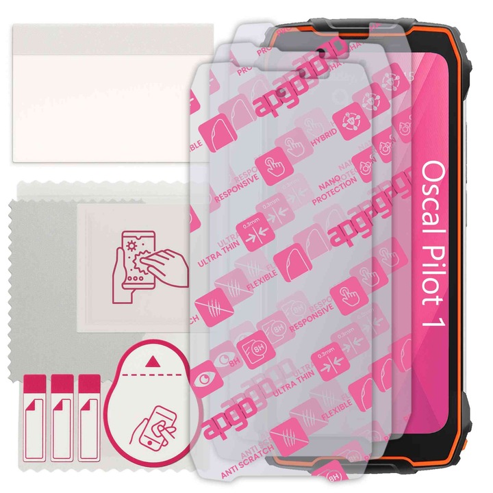 3x apgo Ultra-Clear Hybrid sticla protectoare compatibila cu Oscal Pilot 1, sticla nano flexibila, inlocuire excelenta pentru sticla temperata