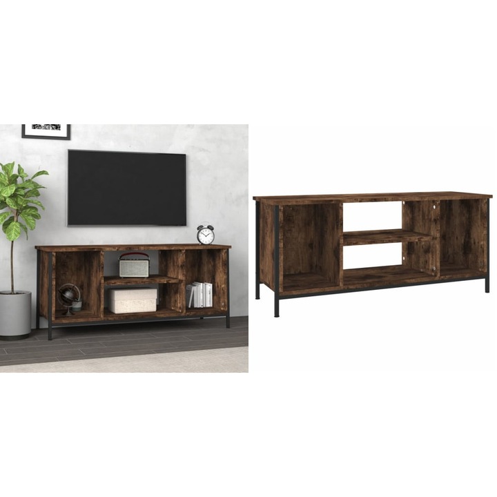 Comoda TV, stejar afumat, 102x35x45 cm, lemn prelucrat