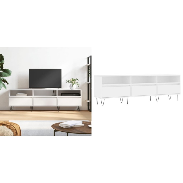 Comoda TV, alb, 150x30x44, 5 cm, lemn prelucrat