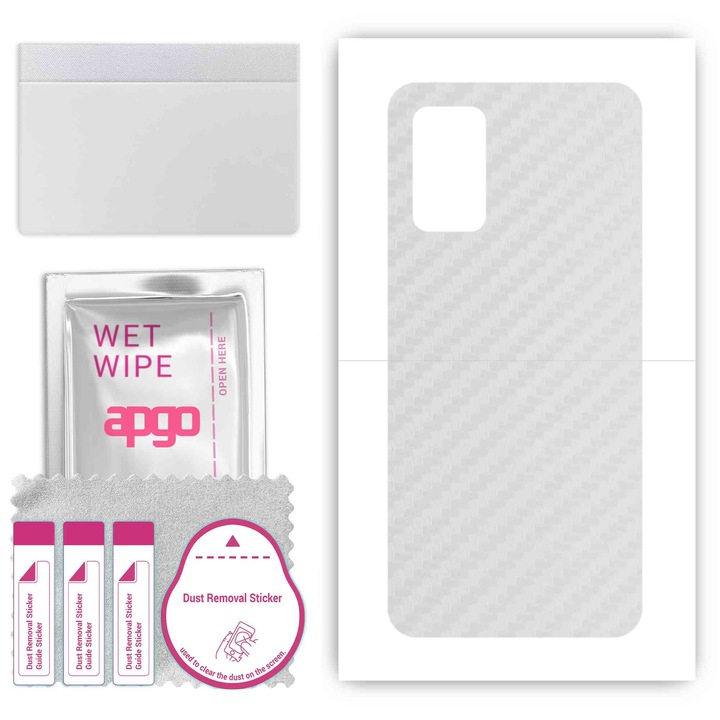 Защитно фолио за Lava Blaze 1X – apgo Skins, против надраскване, стикер за гръб Carbon прозрачен