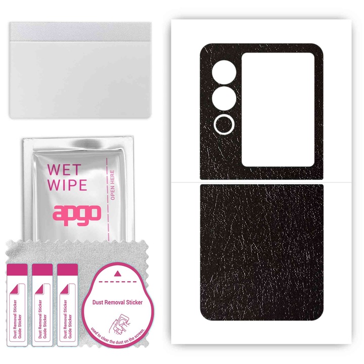 Fólia ZTE Nubia Flip 2-höz – apgo Skins, karcálló, fekete bőr hátlap matrica