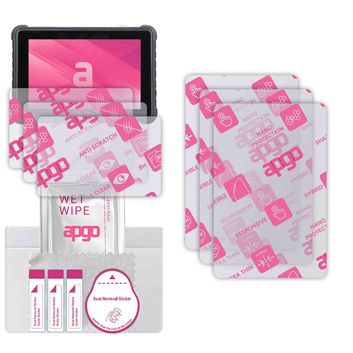 3x apgo Ultra-Clear Hybrid sticla protectoare compatibila cu Autel MaxiBAS BT609, sticla nano flexibila, inlocuire excelenta pentru sticla temperata