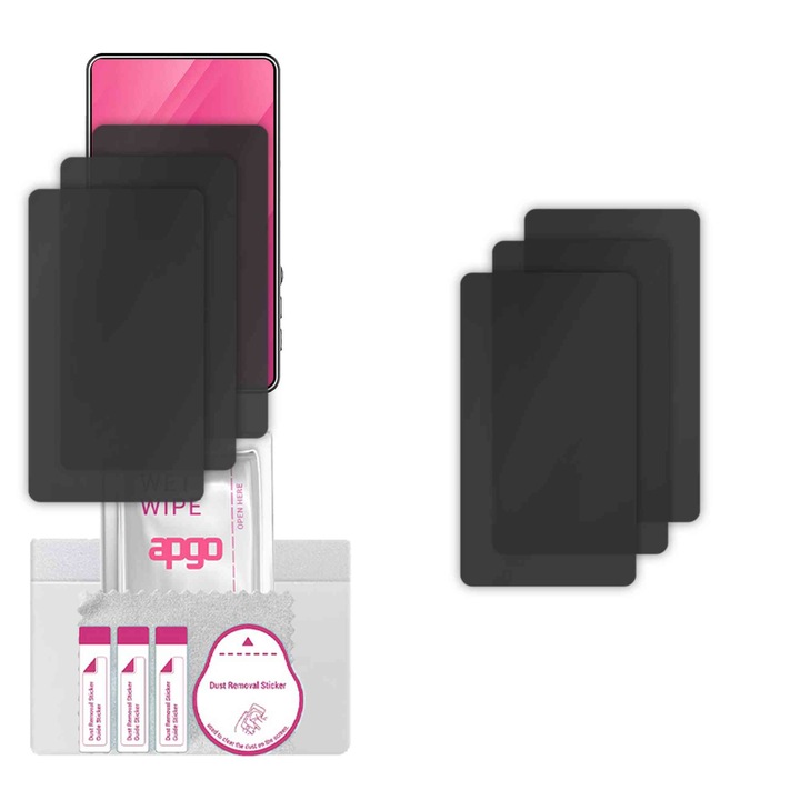 3x Sticla de protectie PRIVACY apgo pentru Meonxy Vlog Selfie Monitor Screen – sticla hibrid, full glue, flexible glass