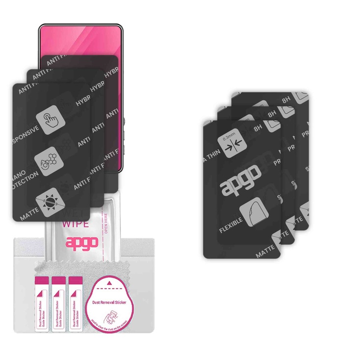 3x apgo MATTE sticla de protectie hibrida compatibila cu Meonxy Vlog Selfie Monitor Screen, sticla nano flexibila, inlocuire excellenta pentru sticla temperata