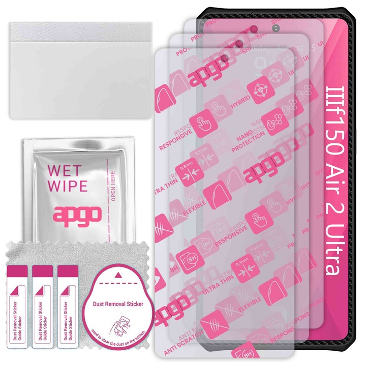 3x apgo Ultra-Clear Hybrid sticla protectoare compatibila cu IIIf150 Air 2 Ultra, sticla nano flexibila, inlocuire excelenta pentru sticla temperata