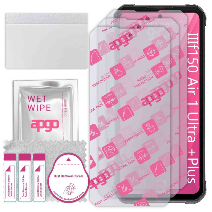 3x apgo Ultra-Clear Hybrid sticla protectoare compatibila cu IIIf150 Air 1 Ultra +Plus, sticla nano flexibila, inlocuire excelenta pentru sticla temperata