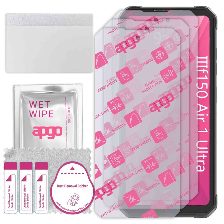 3x apgo Ultra-Clear Hybrid sticla protectoare compatibila cu IIIf150 Air 1 Ultra, sticla nano flexibila, inlocuire excelenta pentru sticla temperata