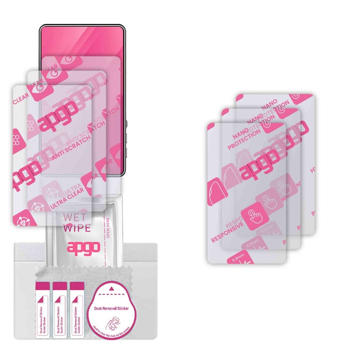 3x apgo Ultra-Clear Hybrid sticla protectoare compatibila cu Meonxy Vlog Selfie Monitor Screen, sticla nano flexibila, inlocuire excelenta pentru sticla temperata