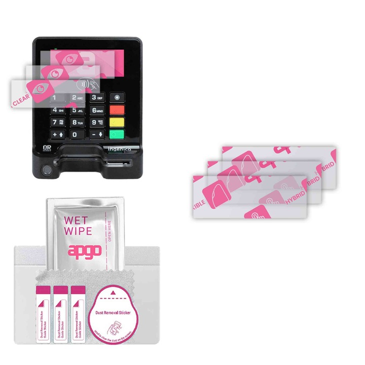 3x apgo Ultra-Clear Hybrid sticla protectoare compatibila cu Ingenico Self 4000 LE, sticla nano flexibila, inlocuire excelenta pentru sticla temperata