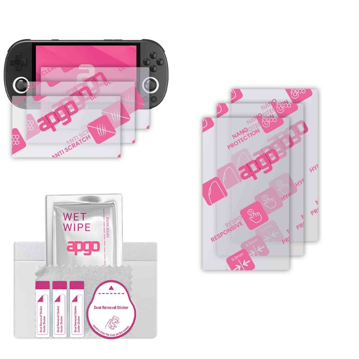 3x apgo Ultra-Clear Hybrid sticla protectoare compatibila cu Trimui Smart Pro, sticla nano flexibila, inlocuire excelenta pentru sticla temperata