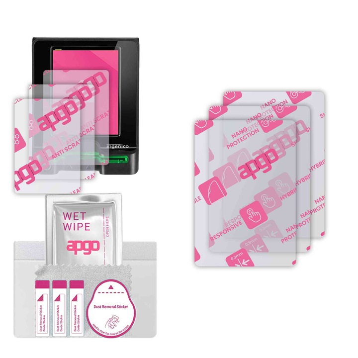 3x apgo Ultra-Clear Hybrid sticla protectoare compatibila cu Ingenico Self 5000 LE, sticla nano flexibila, inlocuire excelenta pentru sticla temperata