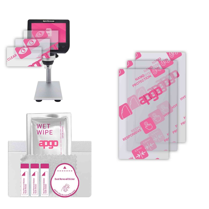 3x apgo Ultra-Clear Hybrid sticla protectoare compatibila cu Inskam 317 WIFI and 4.3, sticla nano flexibila, inlocuire excelenta pentru sticla temperata