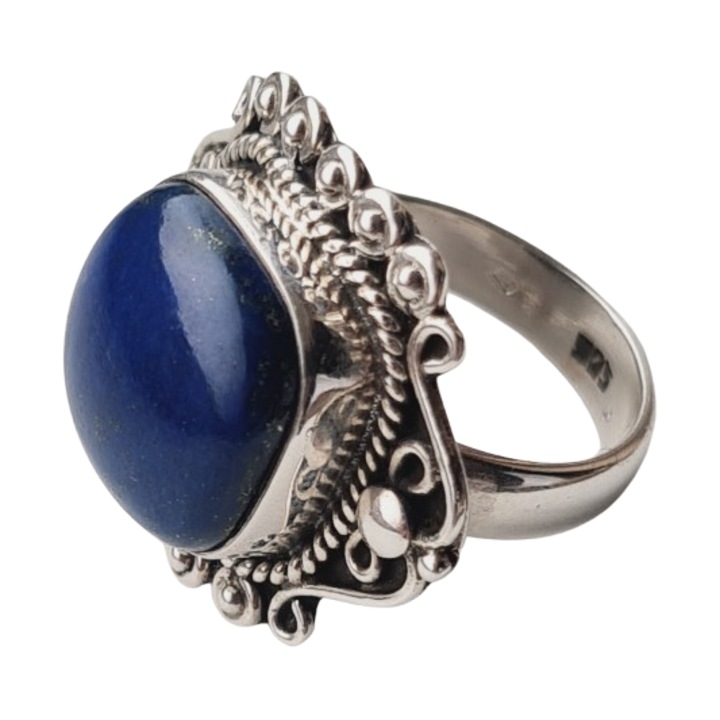 Inel argint 925, argint patinat, Lapis Royalty A, dimensiune 16.9 mm(US 6.5), cu piatra semipretioasa