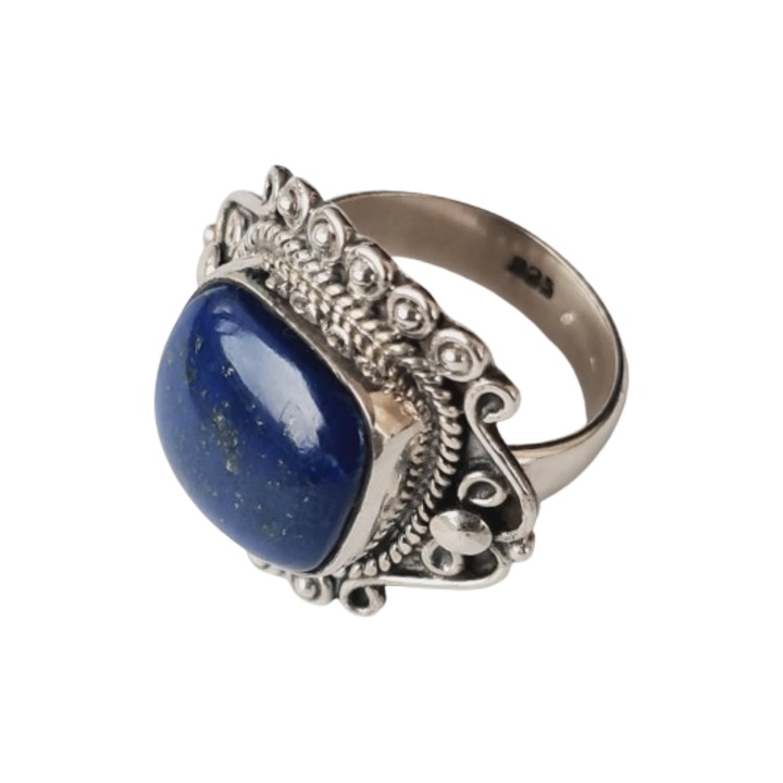 Inel argint 925, argint patinat, Lapis Royalty C, dimensiune 17.3 mm(US 7), cu piatra semipretioasa