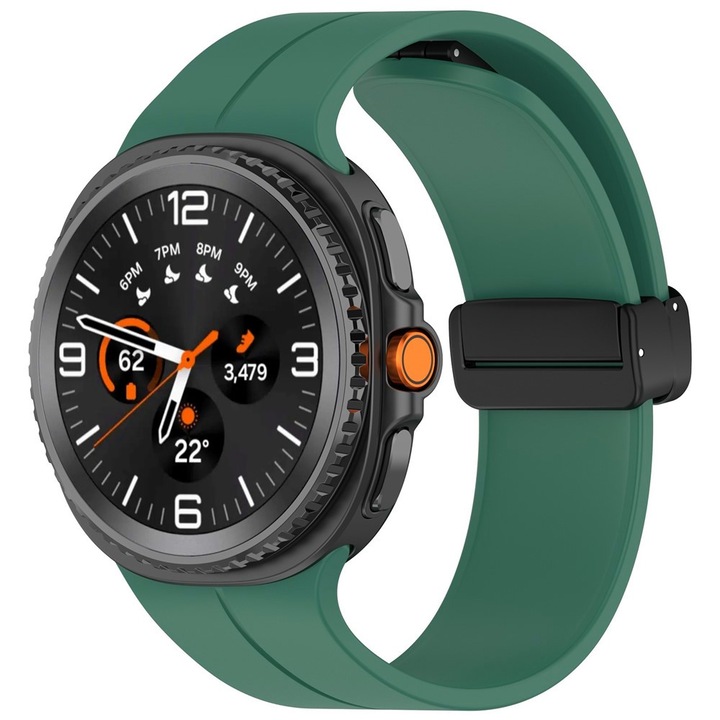 Каишка за смарт часовник за Samsung Galaxy Watch8 40mm / Watch8 44mm / Watch8 Classic, мек силикон, удобна за носене, лесна за поставяне, зелена
