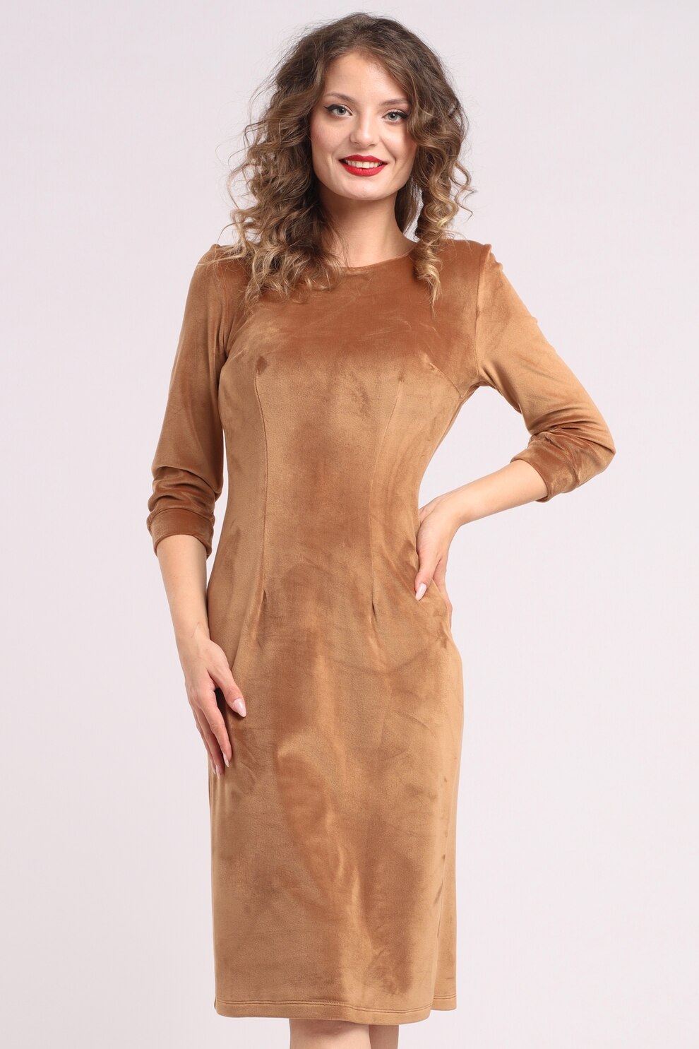 Camissi, Rochie uni cu maneci lungi, Bej, S-M