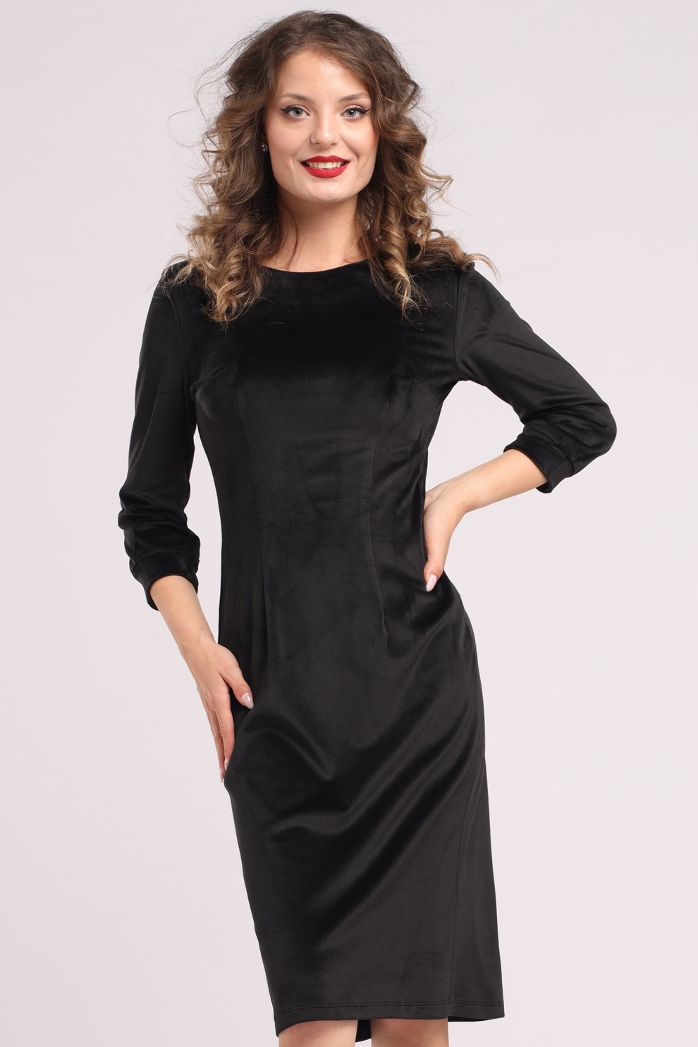 Camissi, Rochie uni cu maneci lungi, Negru, L-XL