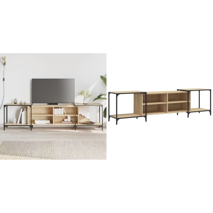 Comoda TV, stejar sonoma, 203x37x50 cm, lemn prelucrat