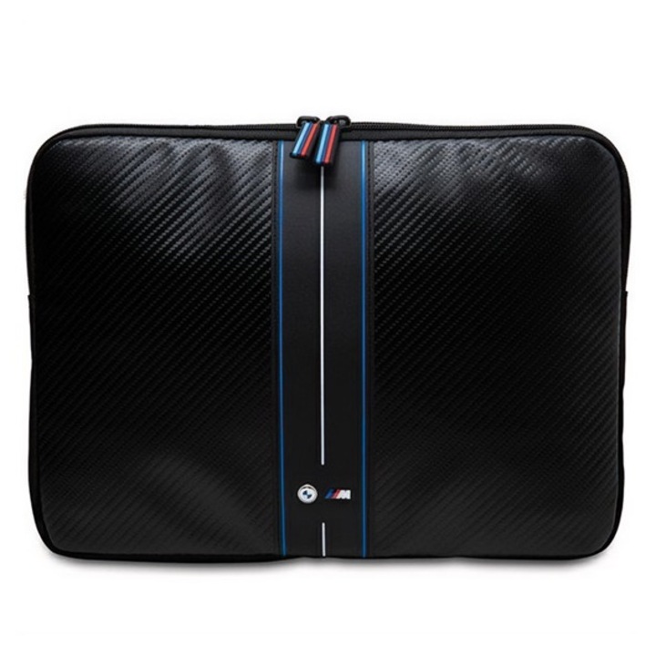 Bmw carbon blue stripes tok fekvő, eco bőr hatású laptop/notebook/tablet, univerzális, 16" méret, karbon minta, fekete