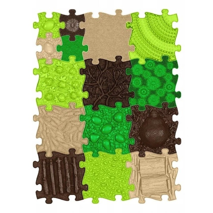Covoras senzorial Ortopedic SET 15 in 1 NATURA 15 PUZZLE SENZORIALE MUFFIK, MFK-097