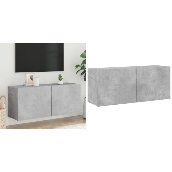 Comoda TV de perete, gri beton, 100x30x41 cm