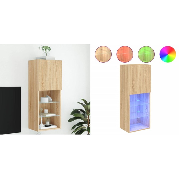 Comoda TV cu lumini LED, stejar sonoma, 40, 5x30x102 cm