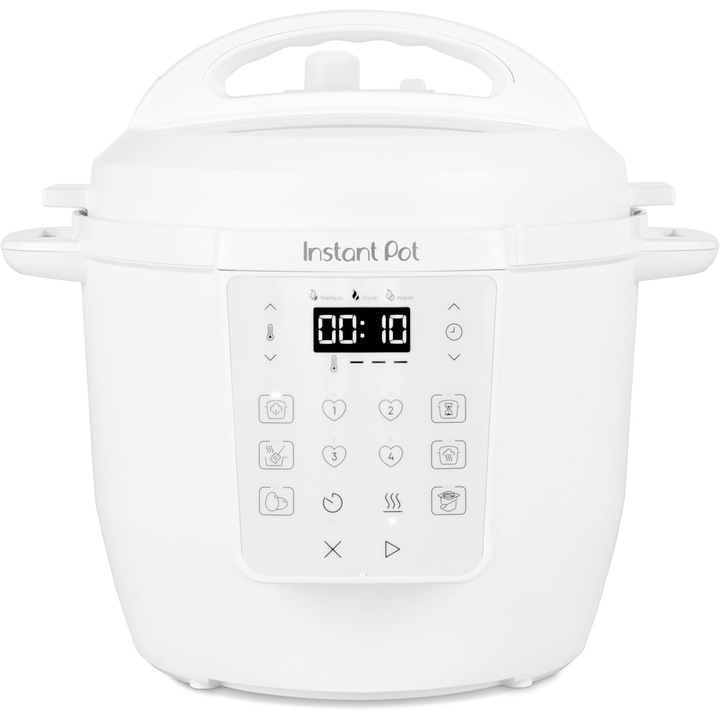 Multicooker Instant Pot RIO 6, rozsdamentes acél belső edény, 5.7L hasznos kapacitás, 1000W, 7 funkció, Fehér