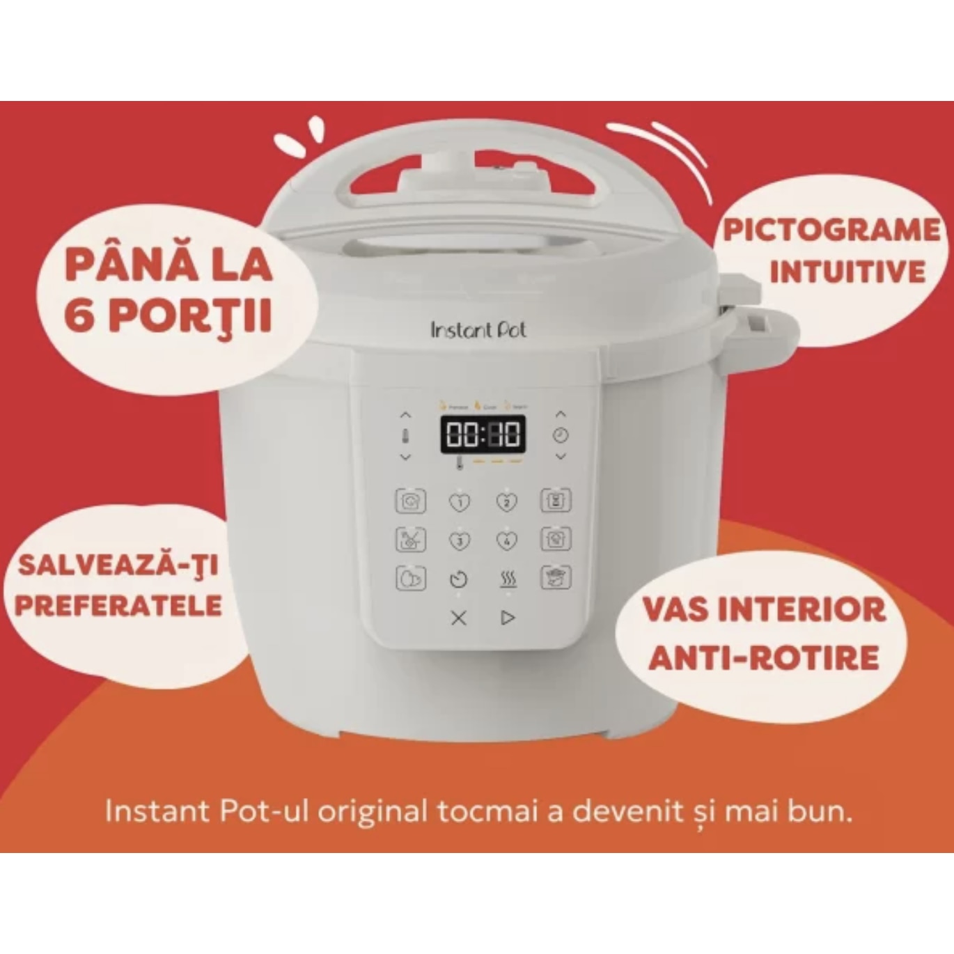 Multicooker Instant Pot RIO 6, vas intern din otel inoxidabil