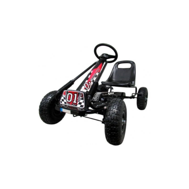 Карт с педали Gokart, 3-7 години, надуваеми гуми, G1 R-Sport - Черен