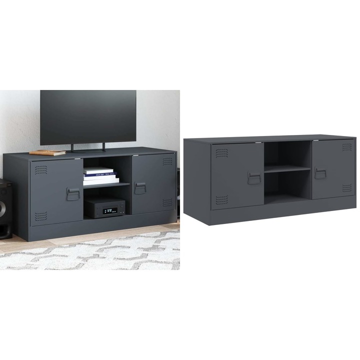 Comoda TV, antracit, 99x39x44 cm, otel