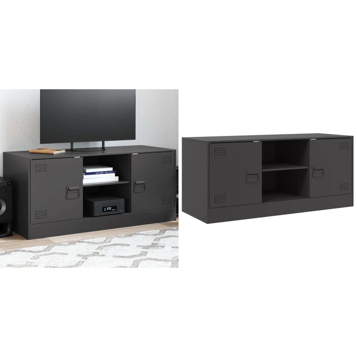 Comoda TV, negru, 99x39x44 cm, otel