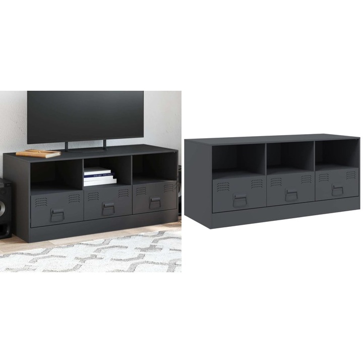 Comoda TV, antracit, 99x39x44 cm, otel
