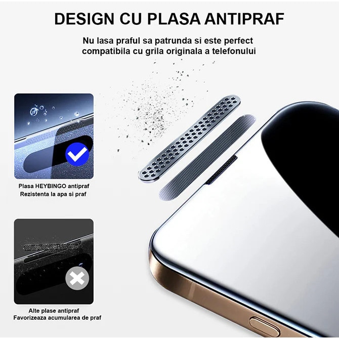 Folie Telefon HD Compatibila cu iPhone 17 PRO MAX, HEYBINGO, E-Touch Box, 2 Buc, din Sticla Securizata Duritate 9H, Cu Kit de Aplicare Instanta si Functie Automata de Indepartare a Prafului, Rezistenta la zgarieturi, Protectie Ecran Premium